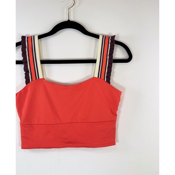 FP Movement Womens Top Red Time Out Tank Cropped Ruffle Cut Out Back Medium - Picture 6 of 9